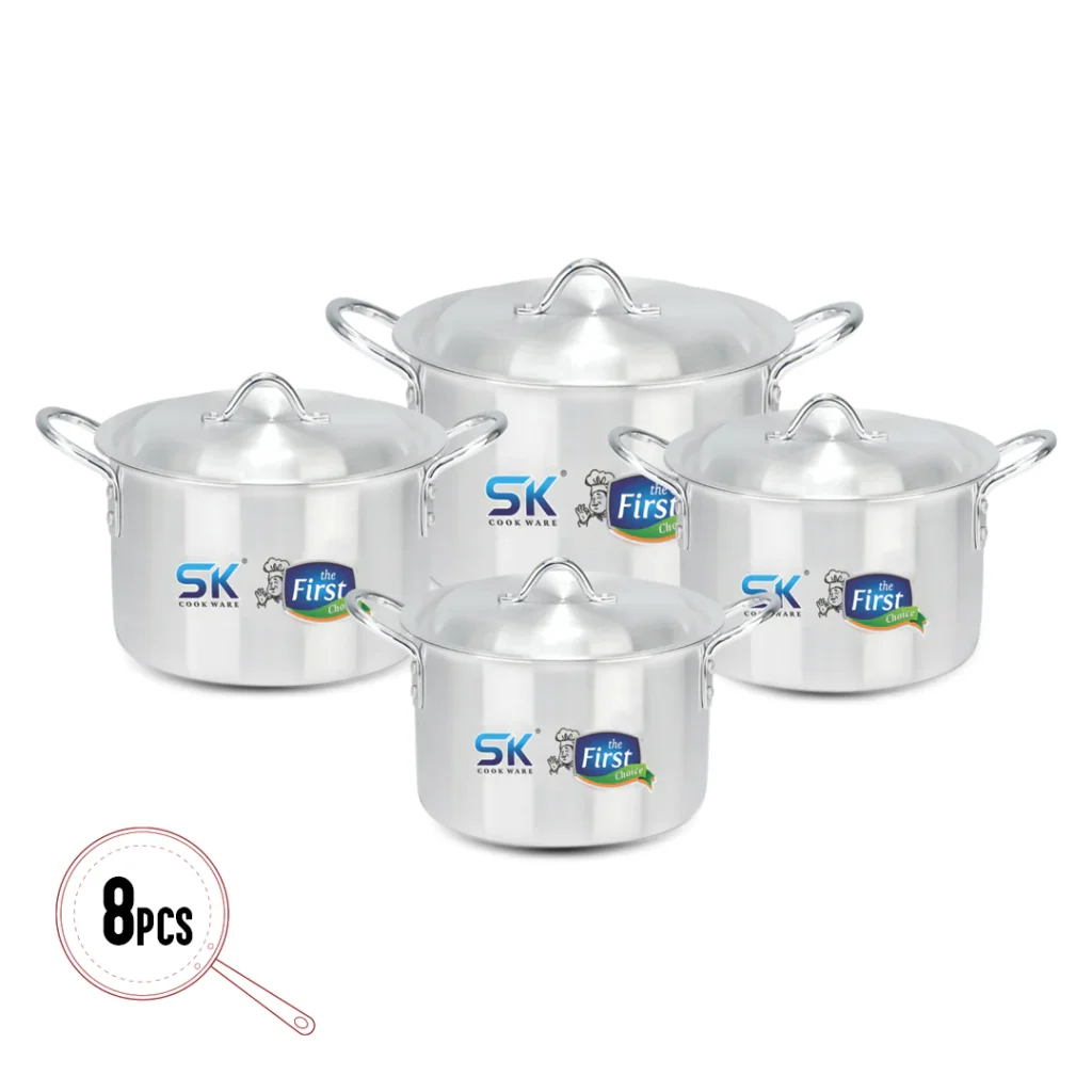 SK 08 Pieces Aluminum Royal Casserole Set - 28 to 36 cm