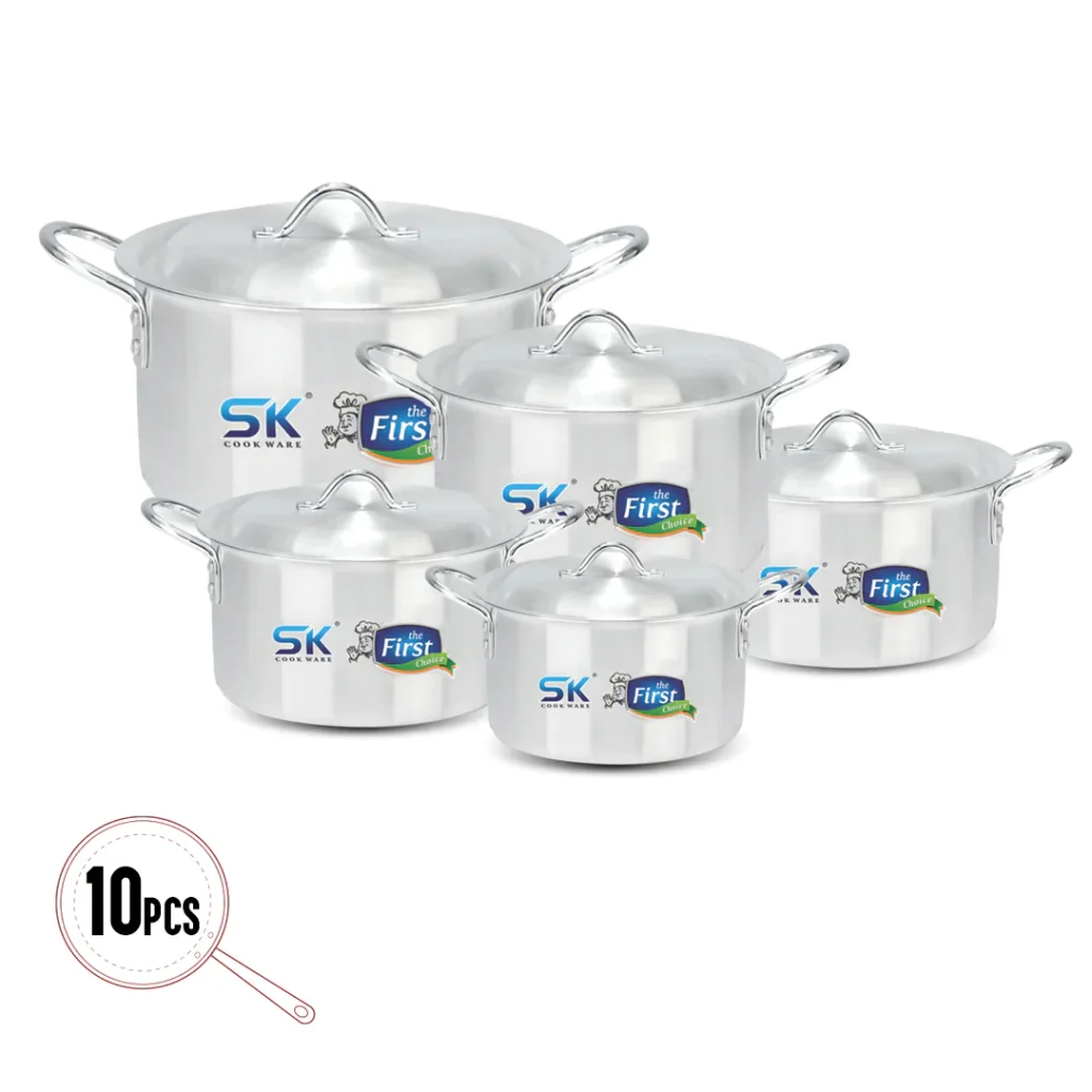 SK 10 Pieces Aluminum Elegant Casserole Set - 21 to 30 cm