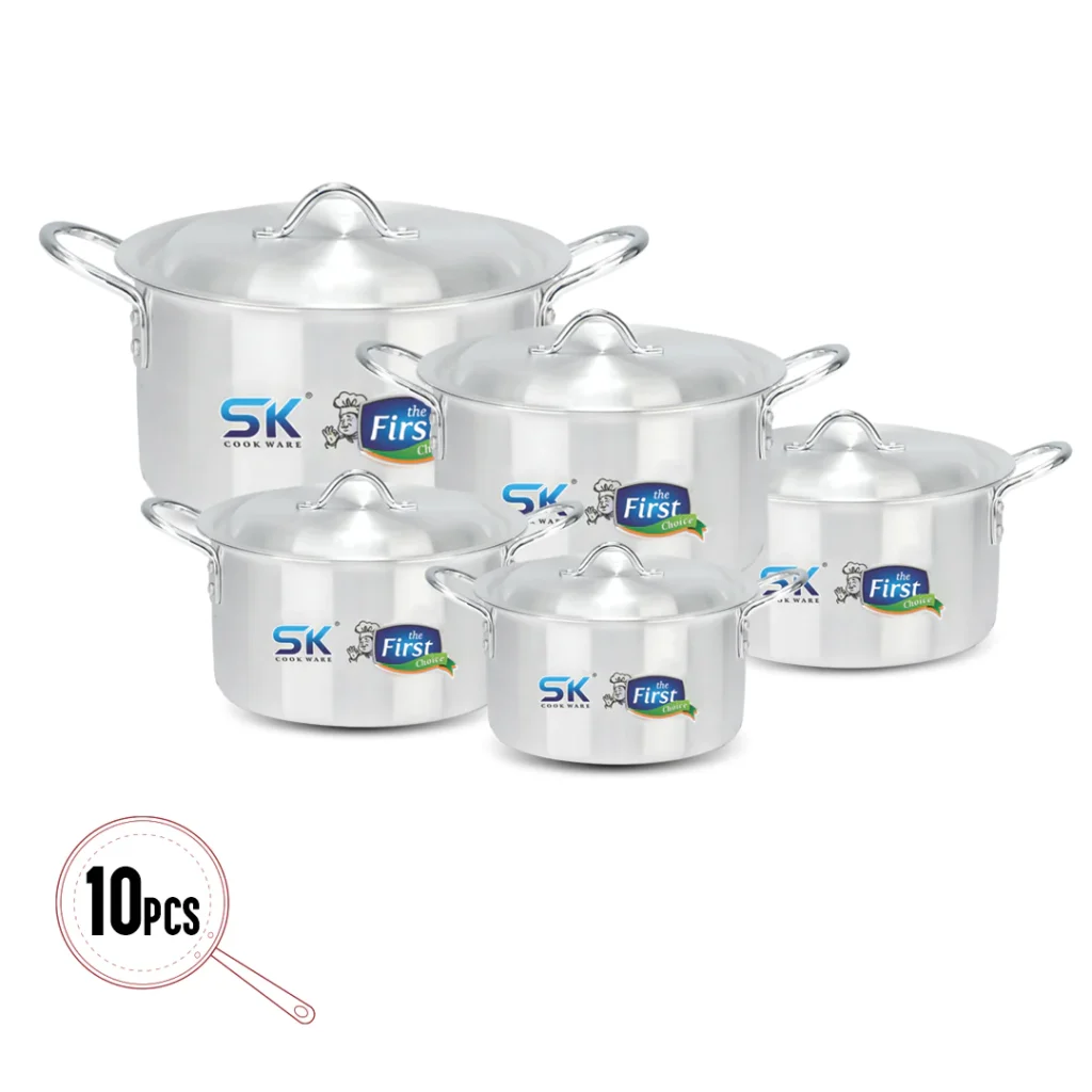 SK 10 Pieces Aluminum Prime Casserole Set - 17 to 26 cm