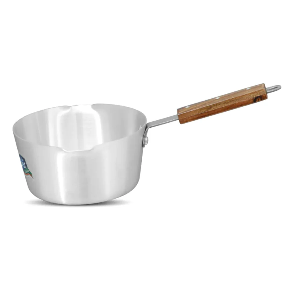 SK Aluminum Double Spout Milk Pan/ Tea Pan - Wood Handle