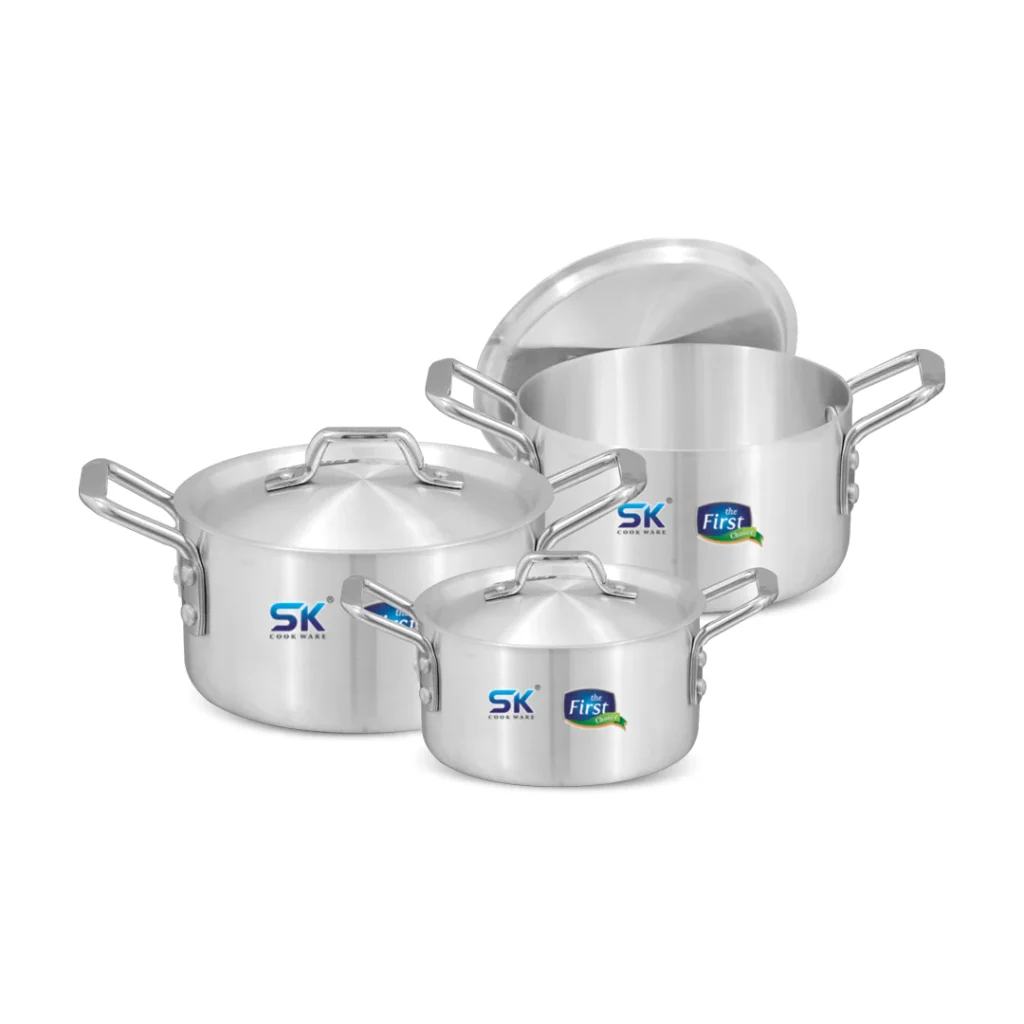 SK 6 Pieces Aluminum Stock Pot Set 5/7