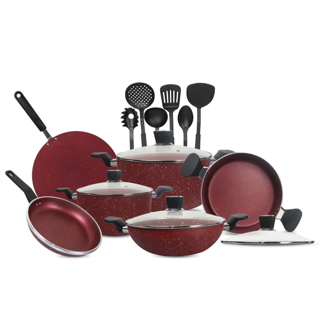 SK 16 Pieces Marble Coating Copper Cook Gift Pack Set - Maroon