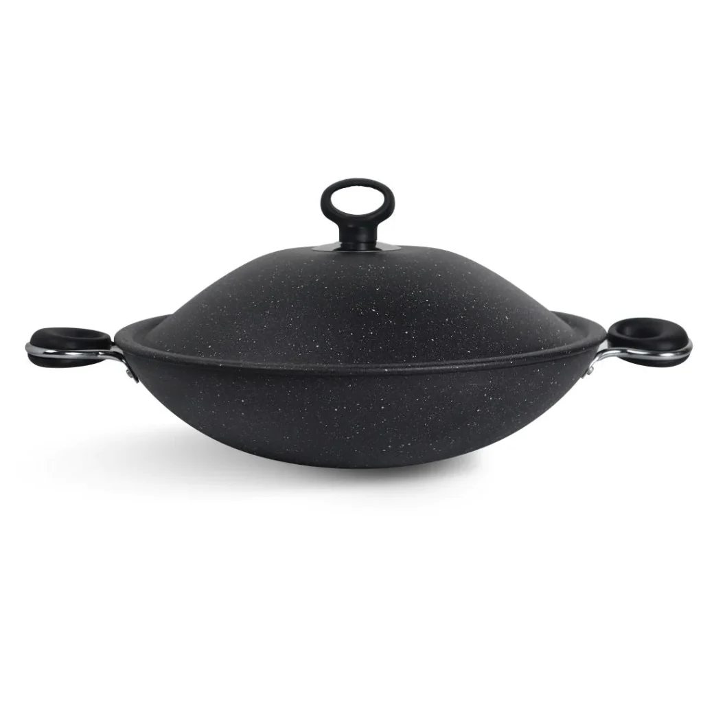 SK 30cm Marble Coated Queen Wok (Karahi) - Black