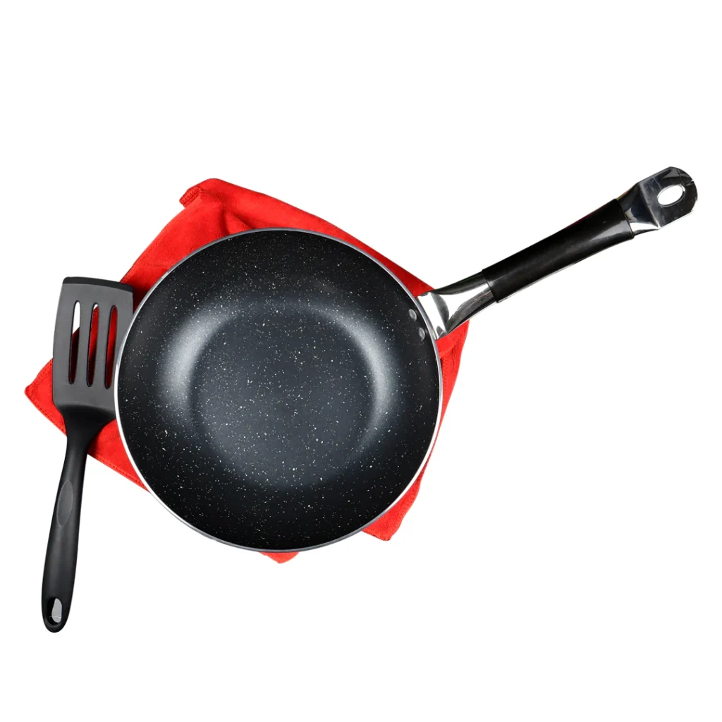 SK Deep Wok Frying Pan inside Marble Coat - Black  [Steno Series]