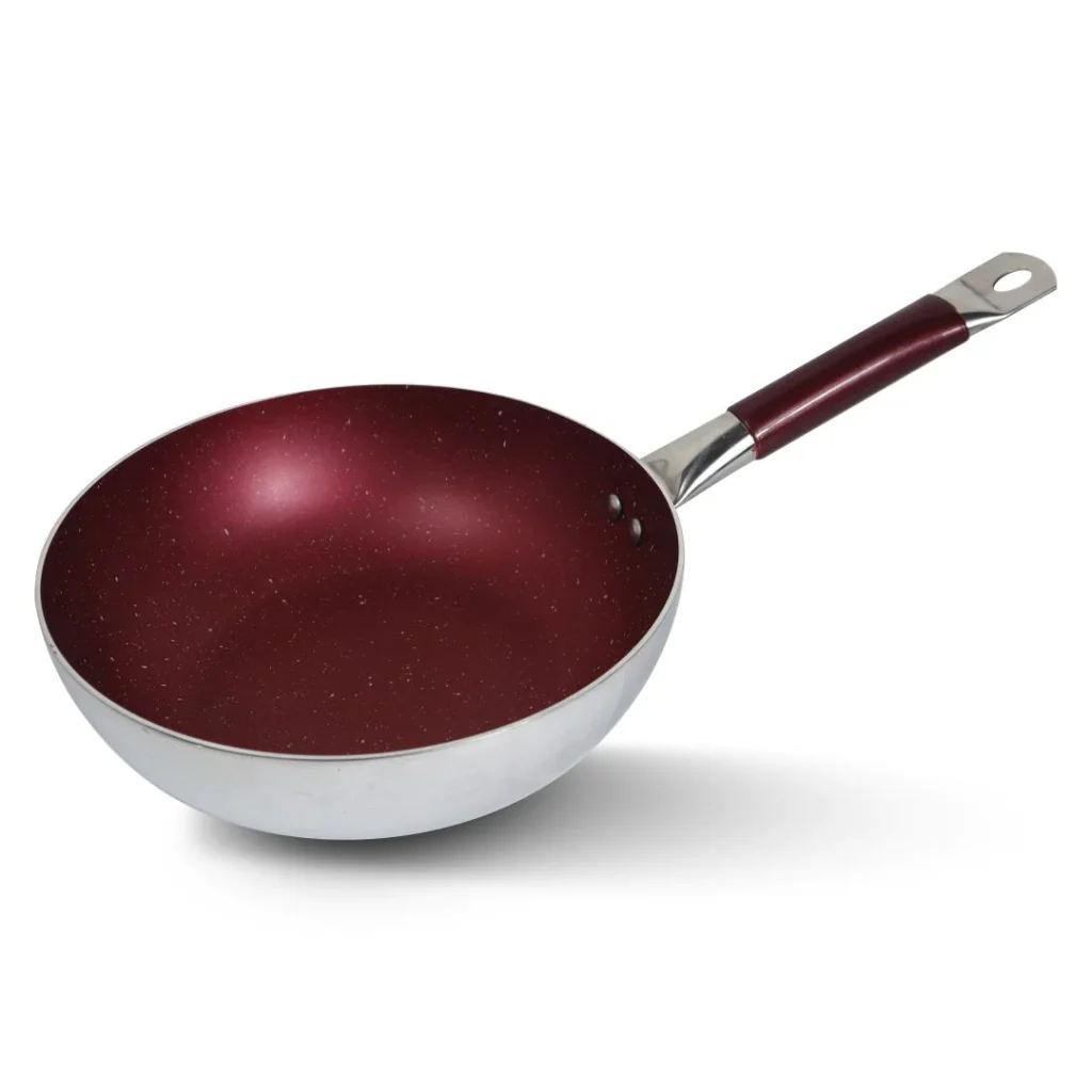 SK Deep Wok Frying Pan inside Marble Coat - Maroon [Steno Series]